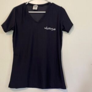 NICARAGUA bird flower v neck jersey like material size small